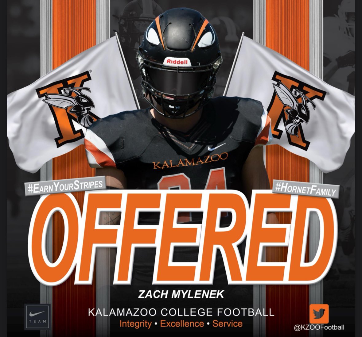 ZachMyl's tweet photo. After speaking with coach @CoachZorboKZOO, I am blessed to have received an offer from Kalamazoo College! @KzooFootball https://t.co/4brkw2B8a3