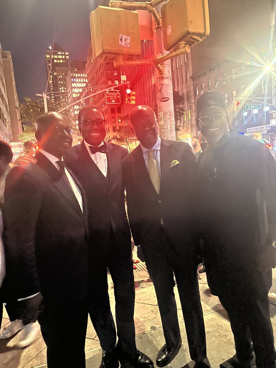 vincentadeoba's tweet photo. I had a rare opportunity to connect with Chief Adewale Tinubu of Oando Plc, Chief Wale Edun, Nigeria's finance minister, and President @akin_adesina of @AfDB_Group in New York on Wednesday after President Tinubu @officialABAT town hall meeting with Nigerian diaspora in New York. https://t.co/ZJARyTi6td