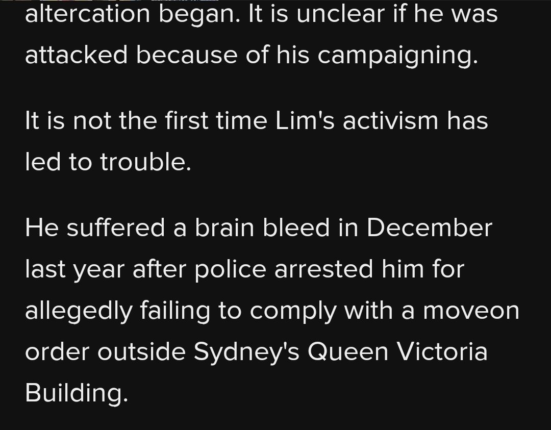 FckingKangaroos's tweet photo. 9news writing and approving this blatant victim blaming is something else. He was a victim of police brutality. His activism didn't lead to trouble, shitty policing did. #DannyLim #VoteYesAustralia https://t.co/O1uvGJWkn3