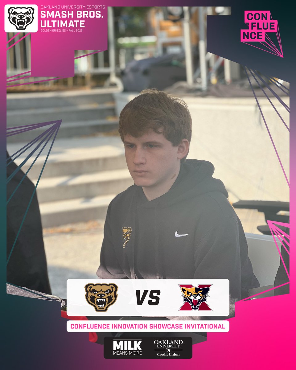 OaklandEsports's tweet photo. Oakland Esports Smash Bros is over in Grand Rapids today for the #Confluence2023 Innovation Showcase Invitational. Our first match of the day is going on now against @SXU_Esports! https://t.co/hWgXYhnpHQ