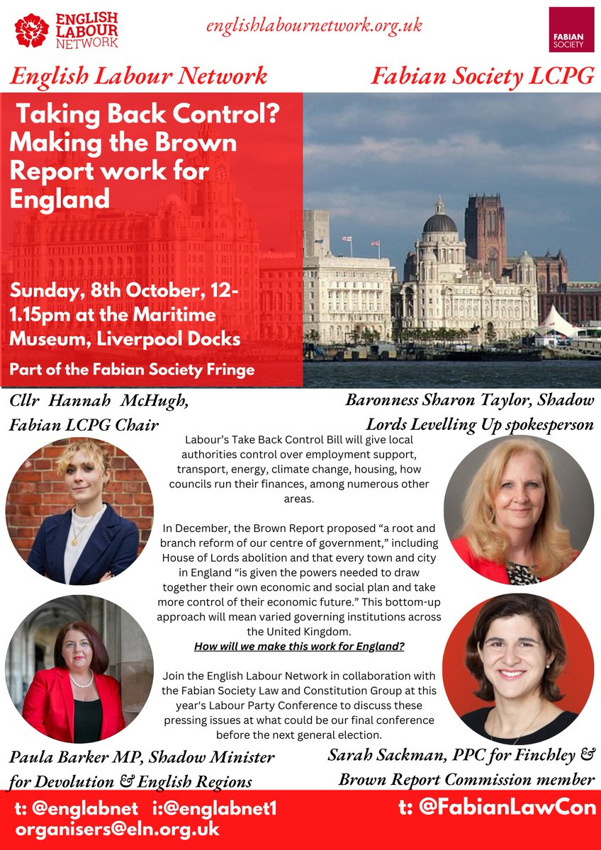 We're thrilled to bring together speakers from across Labour for our conference event on Sunday, October 8th with @sarahsackman @hannahmchugh__ @PaulaBarkerMP @SharonStevenage alongside @FabianLawCon - our biggest event since 2021🏴󠁧󠁢󠁥󠁮󠁧󠁿🌹 Get your tickets: bit.ly/ELN-conf2023