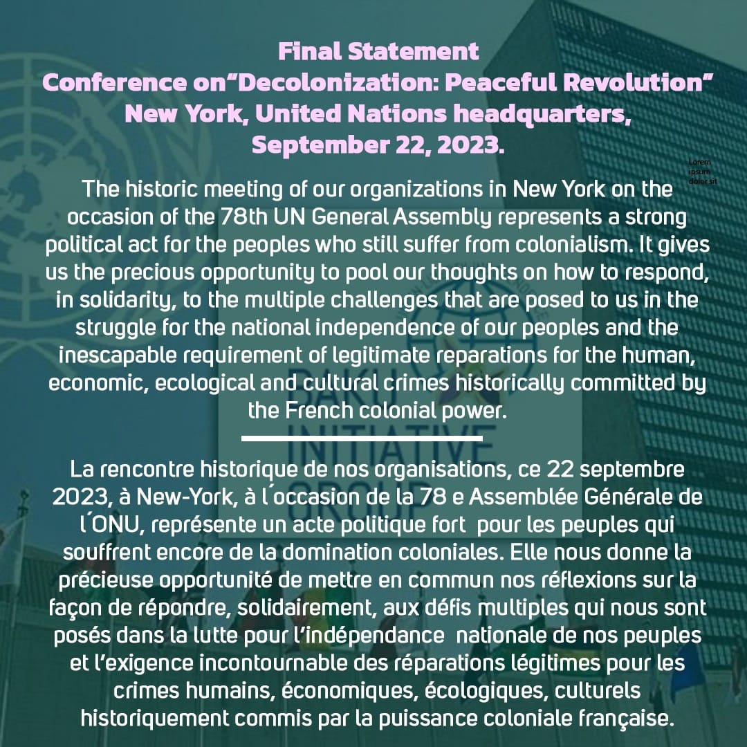 ElchinHey's tweet photo. Baku Initiative Group raises issue of neocolonialism at @UN. 
Final Statement.
#colonialism #neocolonialism #France 🇫🇷 #Macron
@EmmanuelMacron https://t.co/rl5oiQmp0t