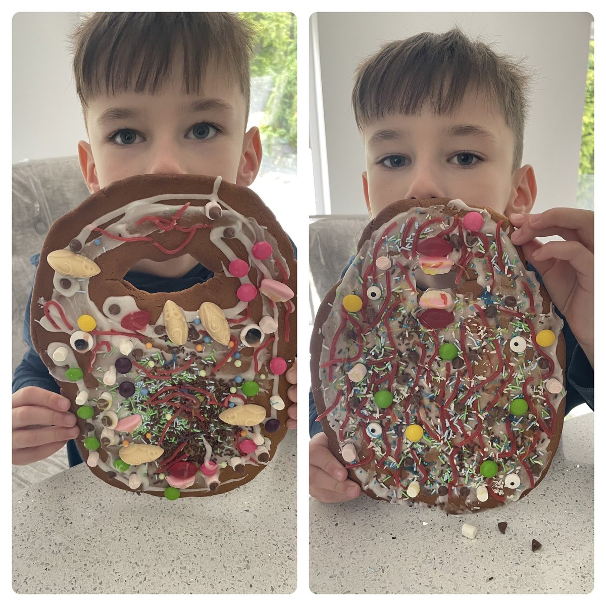 KWBowie's tweet photo. @yr2melthamce 
S enjoyed shopping for ingredients for his Mr Twit gingerbread beard. We had lots of fun baking and decorating our beards and are looking forward to eating them later after our “bird pie” tea 😆 https://t.co/8nX4CUSK2e