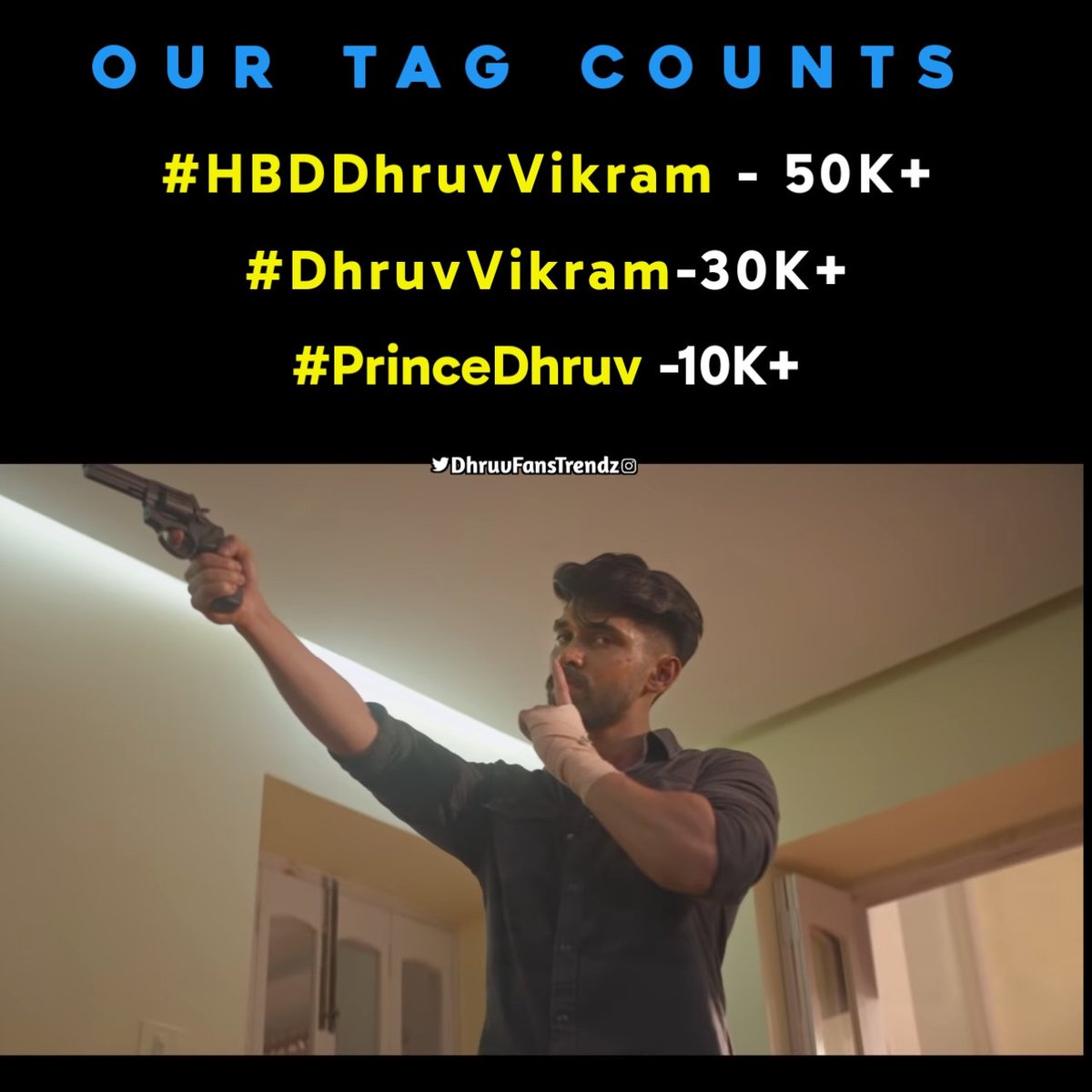 Well Done CVF & DVF 🫡

OUR TAG COUNTS

1. #HBDDhruvVikram - 50K+ 
2. #DhruvVikram - 30K+ 
3. #PrinceDhruv - 10K+ 

Very Big Thank For All your Support ❤️🫂 

We are Almost Touched 100K 👏 
And One Again Thankyou All ❤️

#DhruvVikram #HBDDhruvVikram