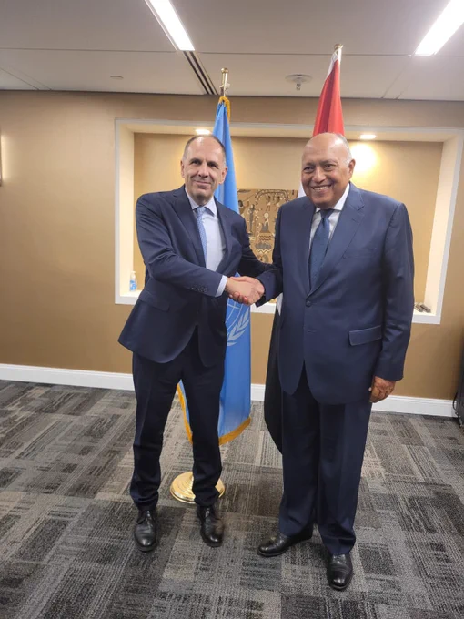 Diplomatic talks with a vision! The meeting between G. Gerapetritis, FM of Greece, and S. Shoukry, FM of Egypt, confirms their commitment to deepening strategic relations.  #StrategicRelations #DiplomacyInAction #ProgressThroughCooperation