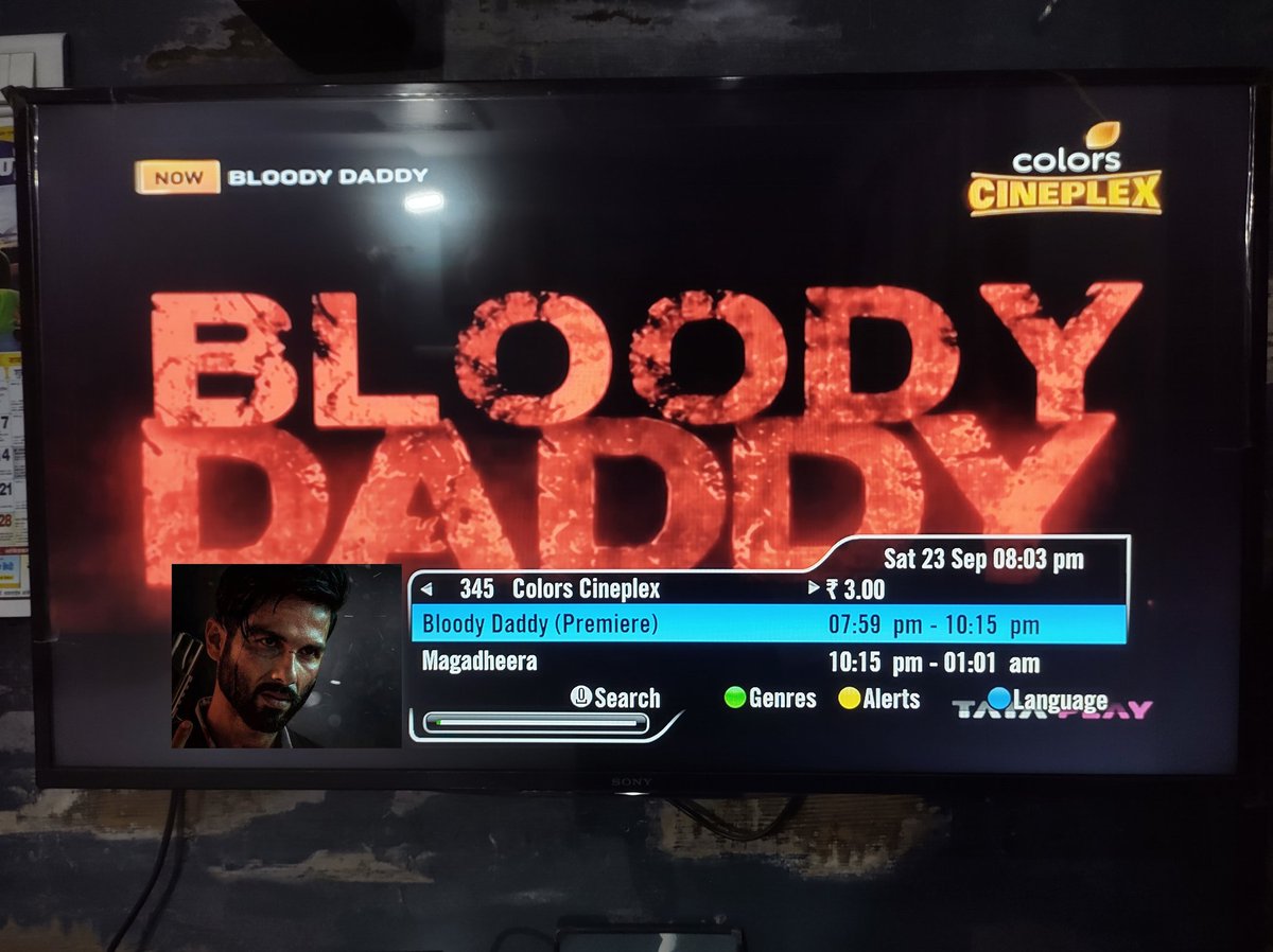 World Television Premiere of #BloodyDaddy only on @Colors_Cineplex 😍💃