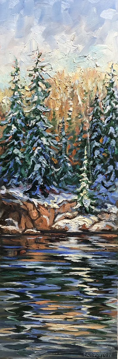 Have you signed up for my “Not So Monthly” Newsletter? You’ll have first access to fresh new work. Sign up on the homepage of my web . December snow 30x10”oil #art #canadianartist