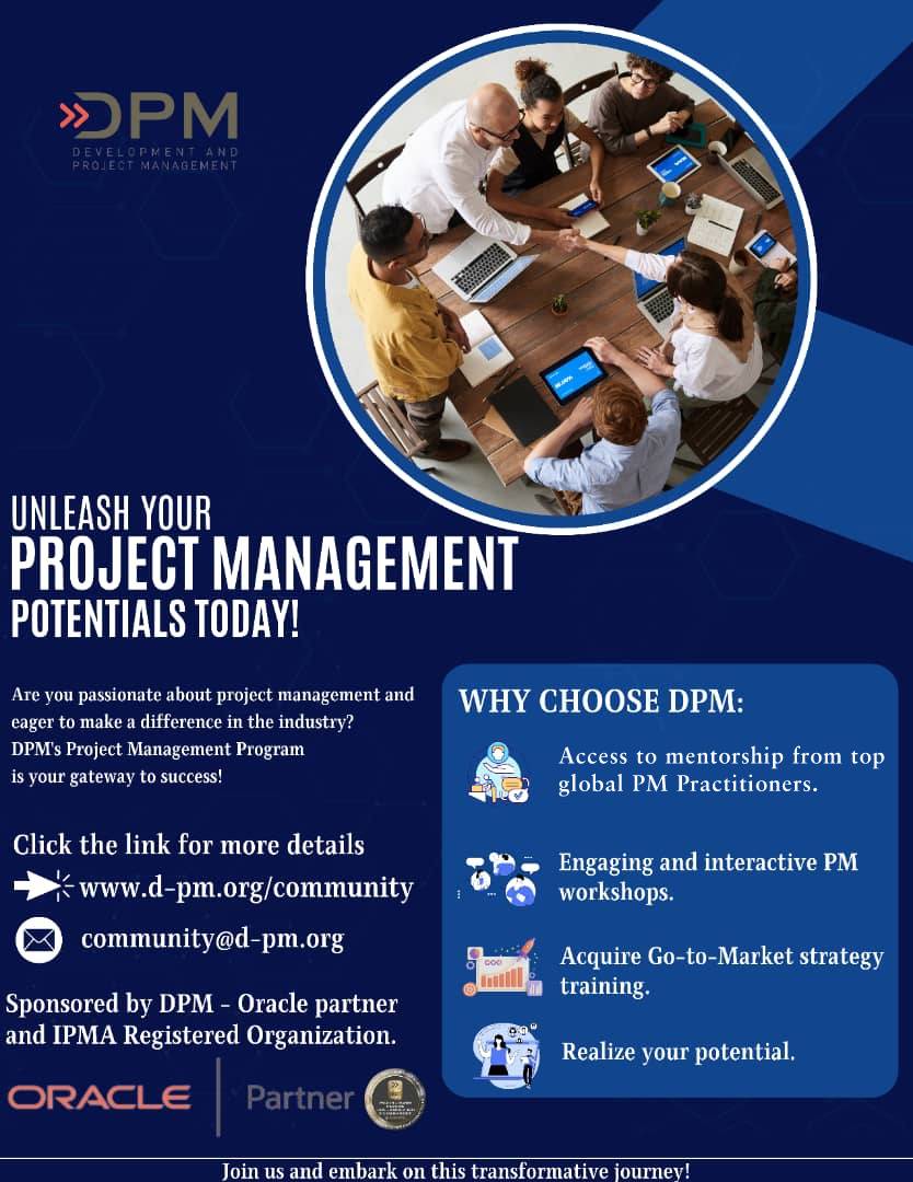 ipma_ng's tweet photo. Attention aspiring project managers! The world needs 25M new PM experts by 2030. Join DPM's sponsored 12-week program for essential skills, mentorship, and job opportunities. Register by October 10, 2023, at https://t.co/SsYrsQmRx7 https://t.co/jHGaQBkT1U