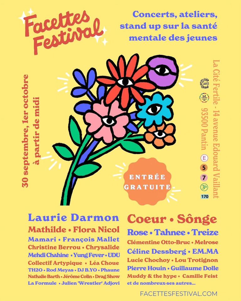 🌸 Le Facettes Festival est le festival sur la santé mentale pour les jeunes, organisé par des jeunes. Week-end pendant lequel tu vas pouvoir : apprendre à te connaître, découvrir des outils pour mieux gérer les moments difficiles, partager... Prog ici 👉 facettesfestival.com