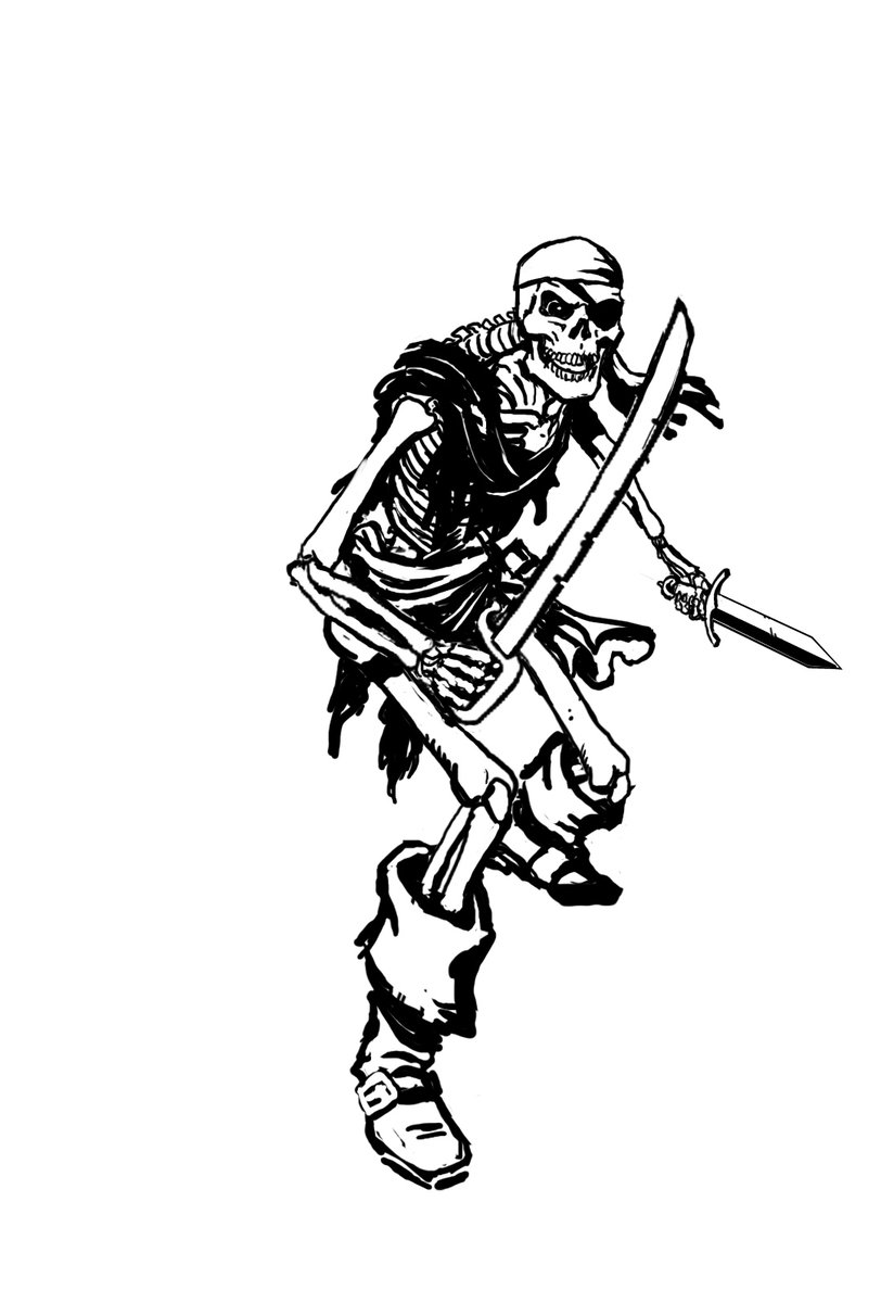 Loston_Wallace's tweet photo. #EpicHACKSSkeletons #ActionFigures #PirateSkeleton #AdvancedDungeonsAndDragons #RPG 
This was my rough, WIP prelim art for the Pirate Skeleton packaging for Boss Fight Studio's EPIC HACKS 6" skeleton action figure line.  It's still available: https://t.co/sCbzAQIPO7 https://t.co/wwyVwZsSDf