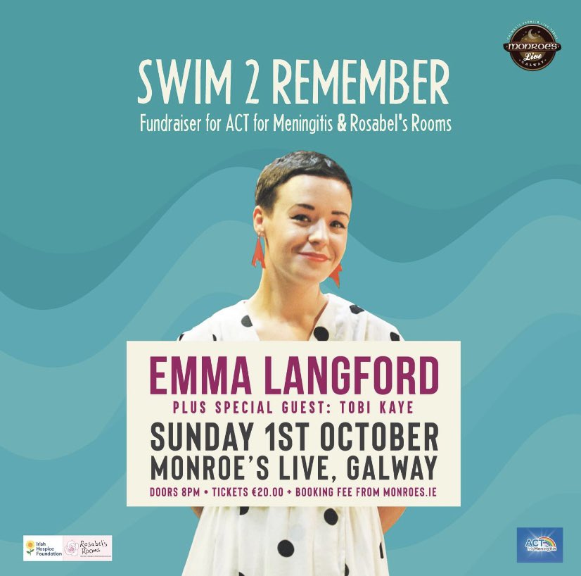 ACT4Meningitis's tweet photo. Two special events on Oct 1st for ACT for Meningitis and our friends @RosabelsRooms 🌈🌹
Take a dip in Blackrock ,Galway between 11-1 and join us then as the wonderful Emma Langford sings at @MonroesLive from 8pm. 
As we remember our beautiful Galway girls Aoibhe and Rosabel ❤️ https://t.co/uZEPzQxjJ7