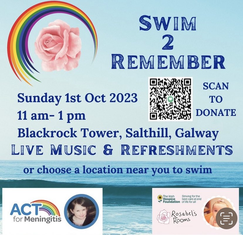ACTforMeningitis (@act4meningitis) on Twitter photo Two special events on Oct 1st for ACT for Meningitis and our friends <a href="/RosabelsRooms/">RosabelsRooms</a> 🌈🌹
Take a dip in Blackrock ,Galway between 11-1 and join us then as the wonderful Emma Langford sings at <a href="/MonroesLive/">Monroe's Live</a> from 8pm.
As we remember our beautiful Galway girls Aoibhe and Rosabel ❤️ Two special events on Oct 1st for ACT for Meningitis and our friends <a href="/RosabelsRooms/">RosabelsRooms</a> 🌈🌹
Take a dip in Blackrock ,Galway between 11-1 and join us then as the wonderful Emma Langford sings at <a href="/MonroesLive/">Monroe's Live</a> from 8pm.
As we remember our beautiful Galway girls Aoibhe and Rosabel ❤️