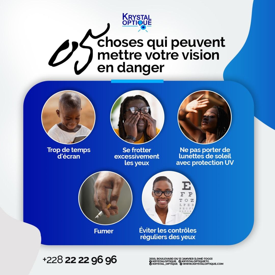 Vous ne le saviez peut-être pas, mais certains gestes que vous faites au quotidien peuvent avoir des conséquences néfastes sur votre vision.

#KrystalOptique #Optique #Opticien #Lunetterie