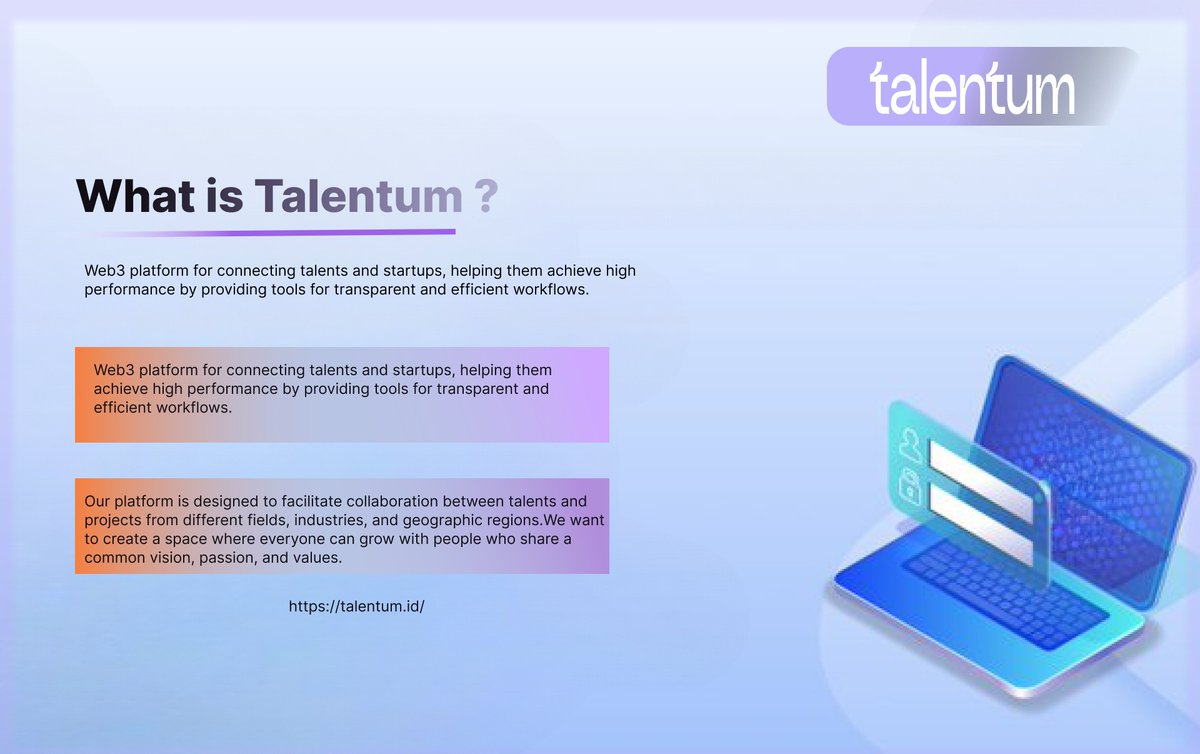 SiddiqiTahira's tweet image. Did you know? 

@TalentumID  is the #Web3 platform for connecting talents and startups, helping them achieve high performance by providing tools for transparent and efficient workflows.

Unleash the human creativity with #Talentum 😍

Explore More: talentum.id