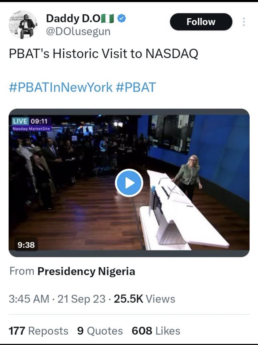 Tutsy22's tweet photo. Even dog don ring bell at NASDAQ before Tinubu! https://t.co/v5pNrJPML2
