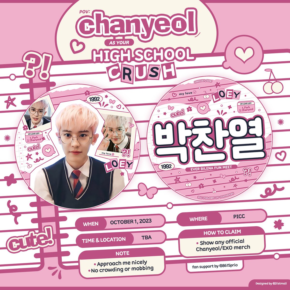 8615prio's tweet photo. ˗ˋˏ°• #ChanyeolForEverBilena •°ˎˊ˗
𓂃 a chanyeol fan project / fan support by @8615prio 

    ୨୧ make reading a habit
    ୨୧ 1:1 ratio (limited quantity)

    see you there yeolmaes .ᐟ 💕

— #8615projects 
🔖 ever bilena fun meet https://t.co/YWcoklbfU4
