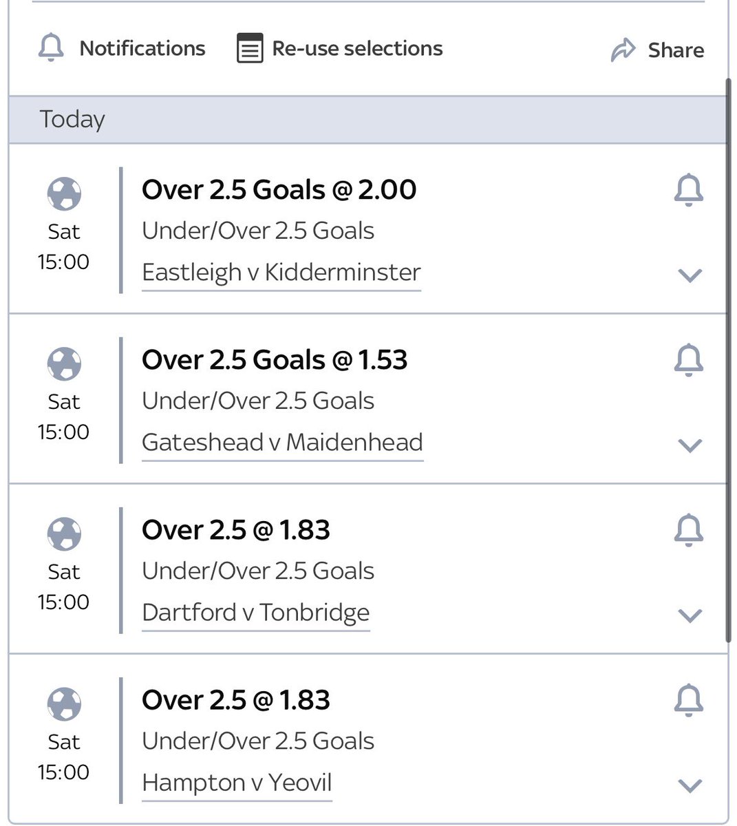 GaryGoals84's tweet photo. 4 picks accas for this afternoons games. BOL out there people. I may do a longer > 1.5 acca also, will post up if so! #footballtips #Footballbets #soccertips #bettingtipster #bettingpicks https://t.co/7OWSOA3Xp5