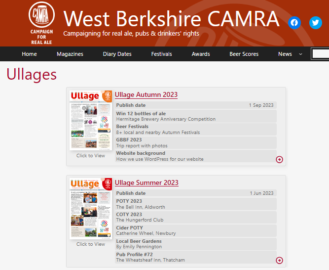 Why not visit a pub in West Berkshire that you have never got around to visiting during Cask Ale Week?
The 'Pub Profiles' in Ullage magazine will give you an idea of what you can expect to find.
#Newbury #Hungerford #Thatcham #beer 🍺
westberkscamra.org.uk/magazines/