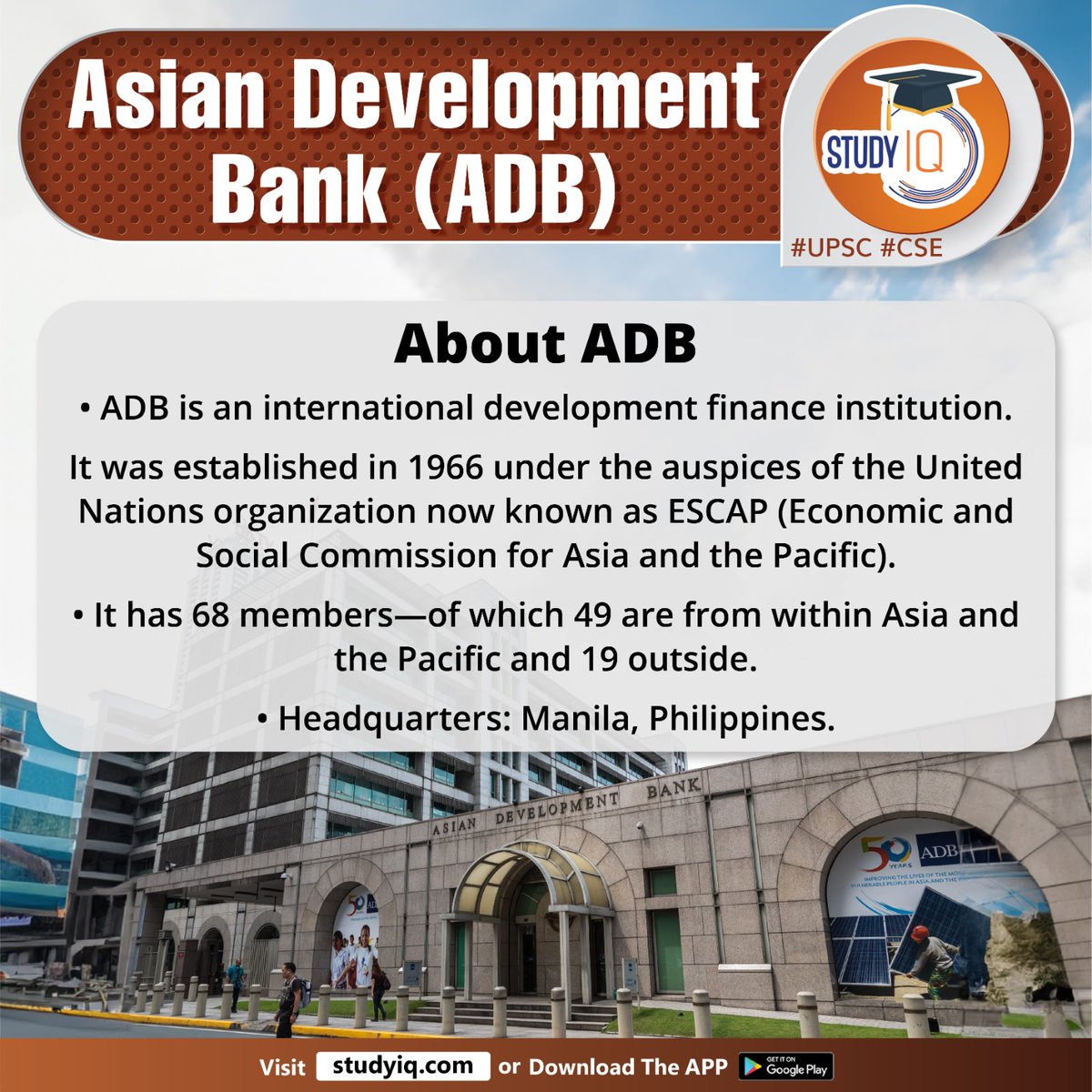 upsciq's tweet image. Asian Development Bank (ADB)

#asiandevelopmentbank #adb #whyinnews #indianeconomy #economicgrowth #escap #unitednations #asia #pacific #manila #philippines #financialservices #publicsector #upsc #cse #ips #ias