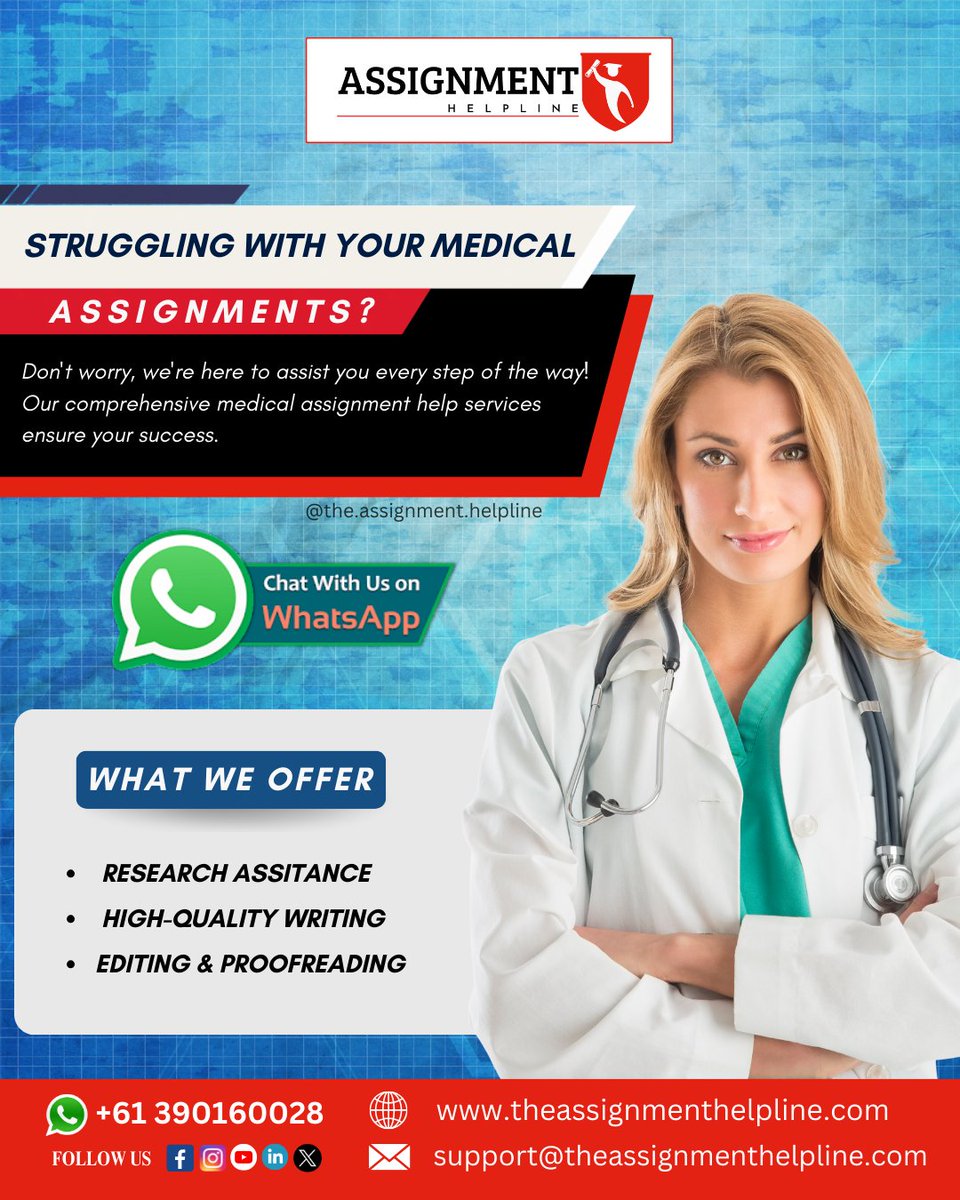 _the_assignment's tweet image. "Navigating the complexities of #medicalassignments? Fret not! We're your dedicated partners, guiding you at every turn. Explore our array of top-tier medical #assignmentservices for your guaranteed success.
👉Visit our website! theassignmenthelpline.com/medical-assign…
#MedicalAssignmentHelp