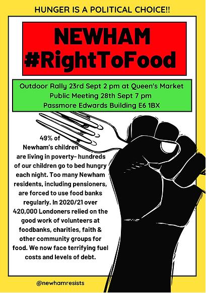 ...on to the public rally in Queens Market, E6 1BX in Newham where 49% of its children are living in poverty.
#HungerIsAPoliticalChoice
2/2