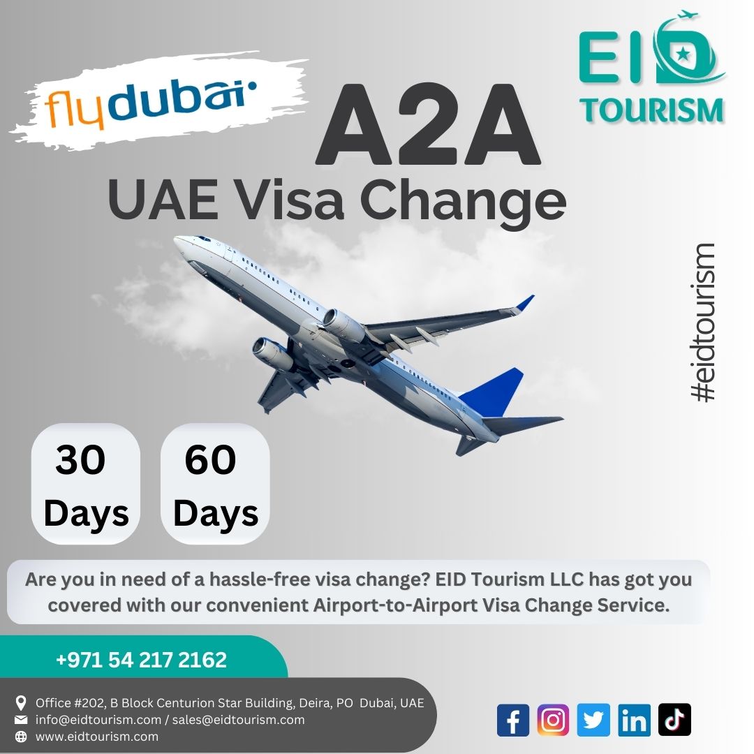 Seamless Visa Change with EID Tourism LLC: Dubai ➡️ Muscat, Bahrain, Kuwait! 
Book your Airport-to-Airport Visa Change now! 
Visit our website or contact us for more details. #FlydubaiVisaChange 
#AirportToAirport
#VisaRenewal
#TravelWithFlydubai
#TravelGoals
#VisaChangeService