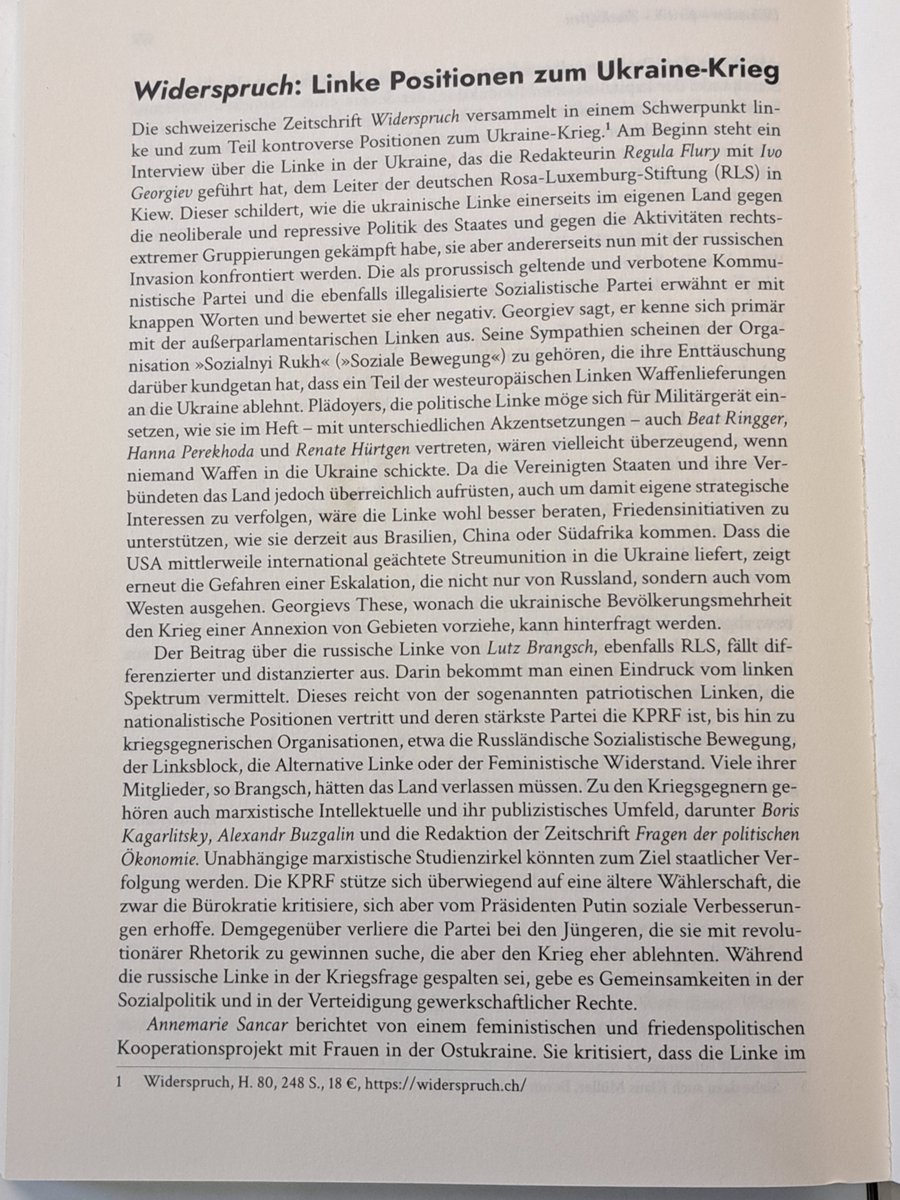 WSP_Zeitschrift's tweet photo. Linke Positionen zum Ukraine-Krieg

Michael Zander fasst in seiner Besprechung für @ErneuerungZ  die wichtigsten Artikel aus unserem Heft 80 zusammen.
Diese und weitere Rezensionen finden sich hier: https://t.co/mrJfoxRNha
WIDERSPRUCH bestellen: https://t.co/MjNewaMrxW https://t.co/y2qBaw3vuq