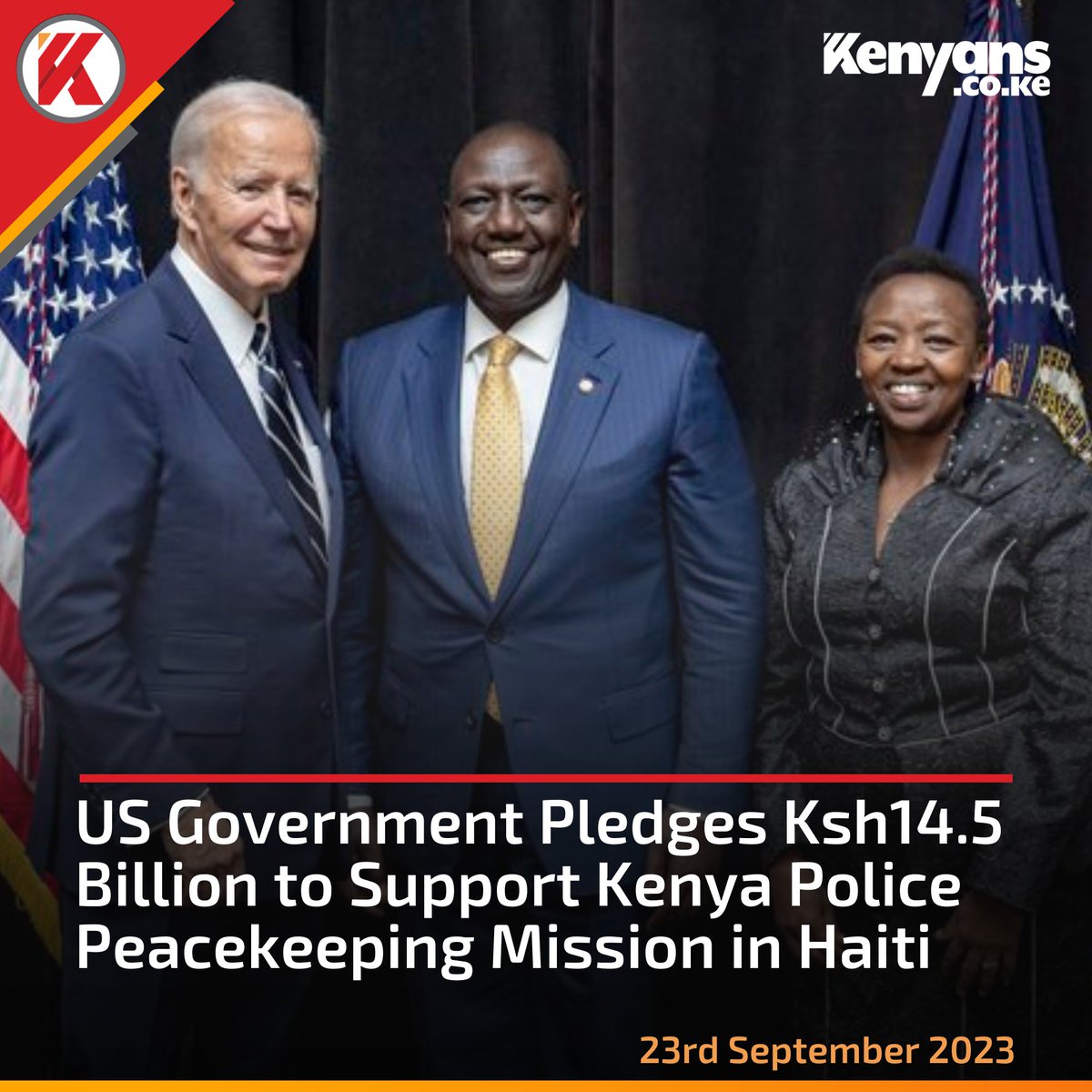 Kenyans's tweet image. US government pledges Ksh14.5 billion to support Kenya Police peacekeeping mission in Haiti