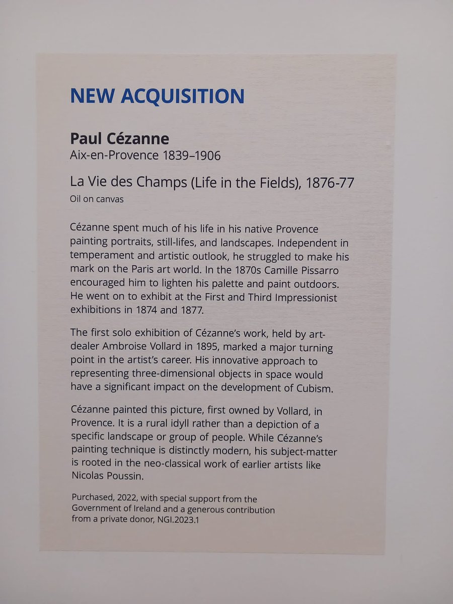 Delighted to visit again @NGIreland on the occasion of #CultureNight2023 and discover the latest acquisition, the beautiful painting 'la vie des champs' by Paul Cézanne and admire once more the stunning collection of the National Gallery.