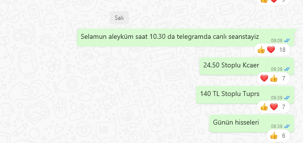 Piyasanın fiyatlama yaşandıktan sonra konuştuğu #KCAER ve #tuprs'i biz eğitim grubumuzda Sali günü analiz ettik ve yakaladık. ANLIK Tuprs karimiz : +%11 Kcaer karimiz : %14 bereketli olsun.