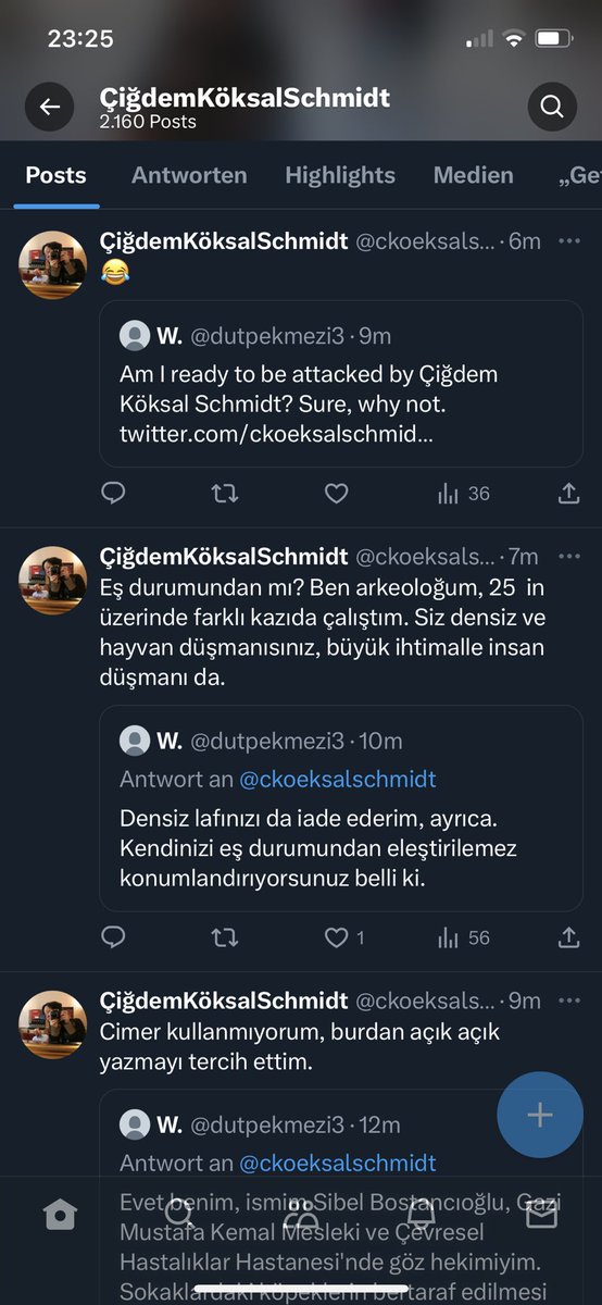 Eş durumundan mı? Ben arkeoloğum, 25  in üzerinde farklı kazıda çalıştım. Siz densiz ve hayvan düşmanısınız, büyük ihtimalle insan düşmanı da.