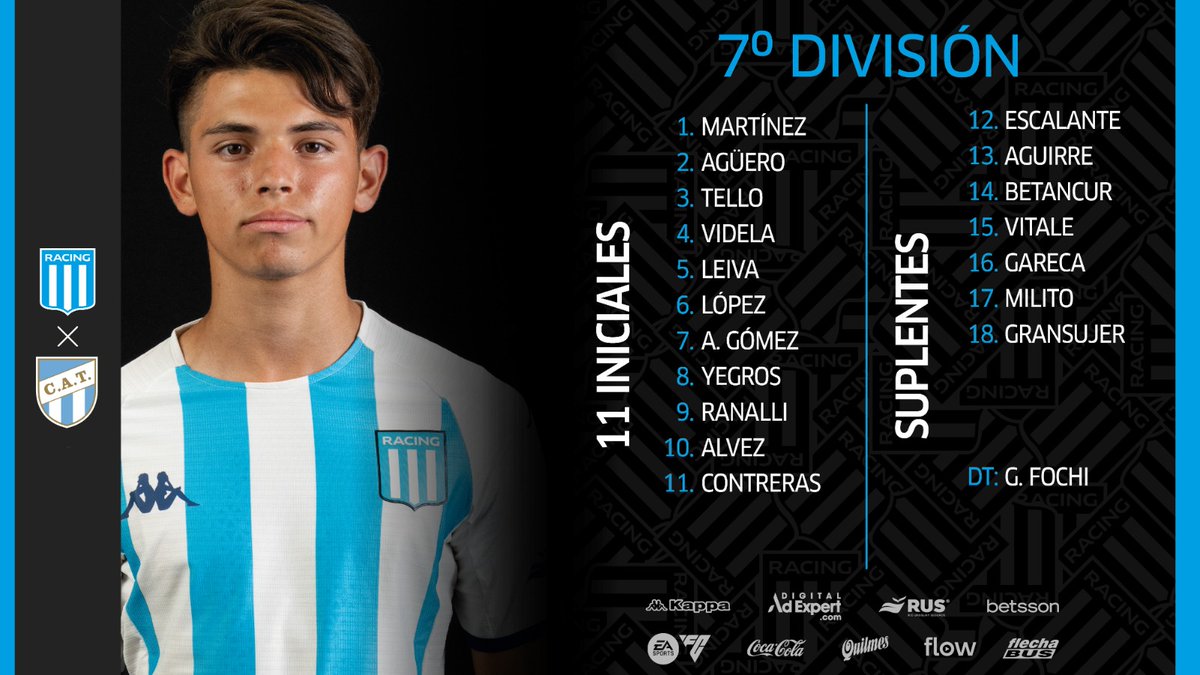 RacingClub's tweet photo. Desde las 9 se juega la 23ª fecha del torneo de Juveniles de @afa. Las categorías menores reciben a Atlético Tucumán en el Predio Tita ; la 4ª, 5ª y 6ª se presentan en el Complejo José Salmoiraghi.

Los partidos de local los ves en nuestro YouTube: 👉🏻 https://t.co/D9ljJFINkP https://t.co/buZXM0QHda