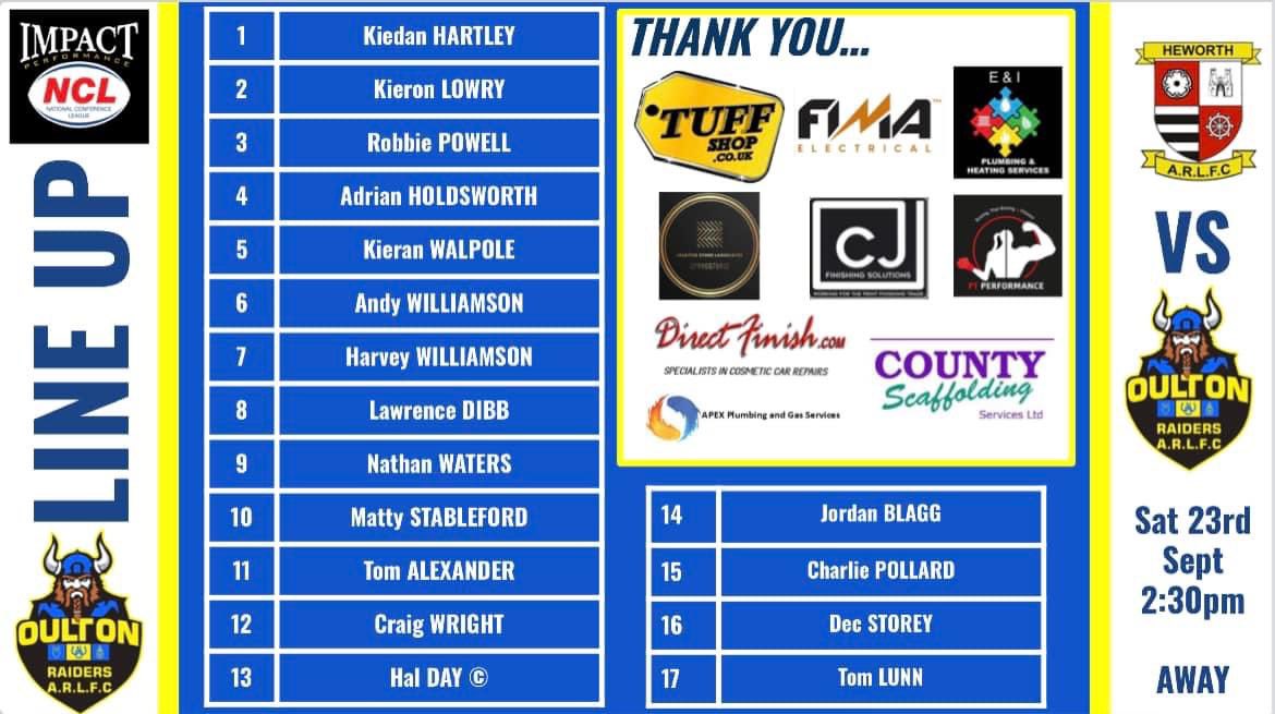 Final line up of the season - injuries &amp; unavailability see 5 changes from last weeks semi final win. Come on boys 🔵🟡🏉
