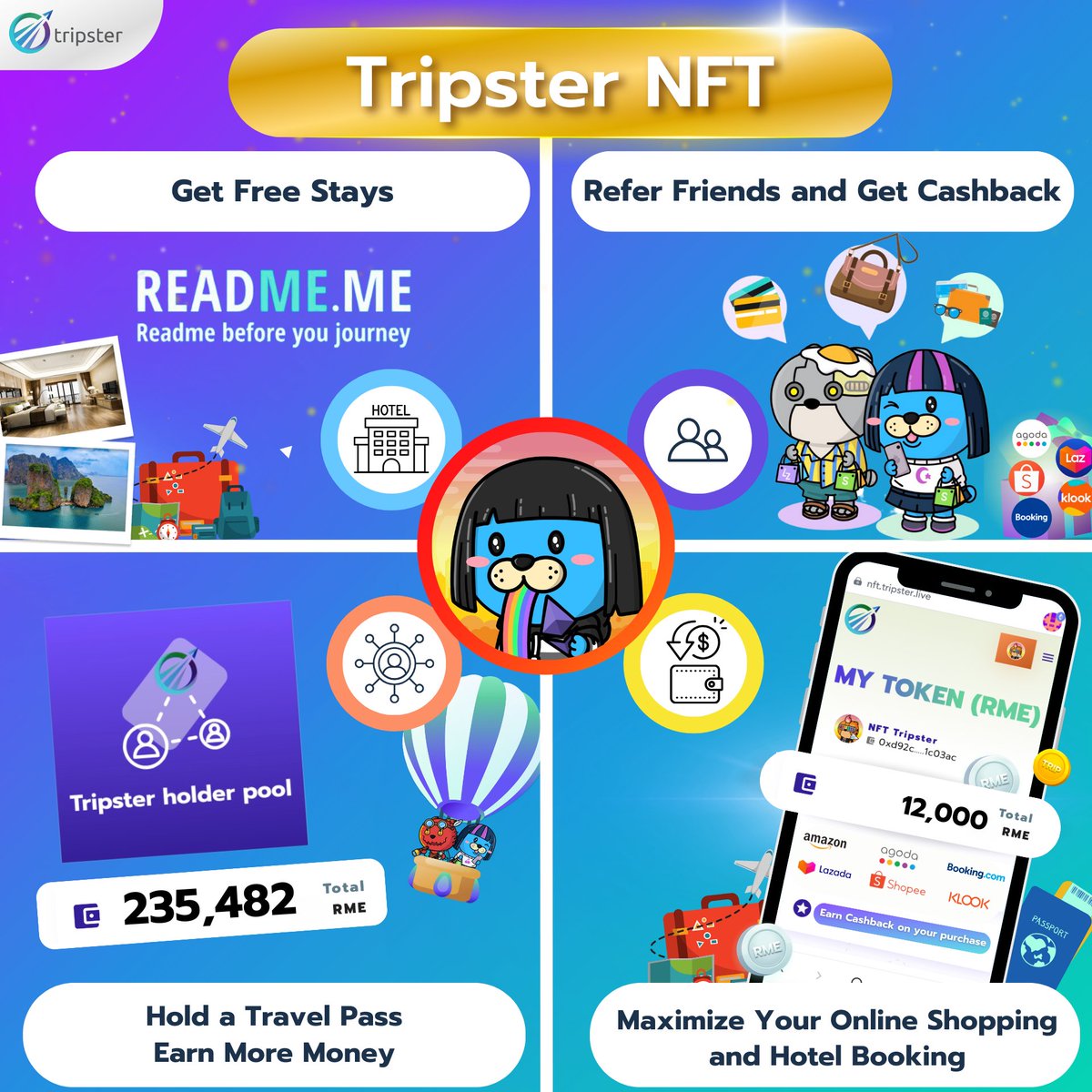 Tripster_live's tweet image. ✈️The NFT Tripster Travel Pass comes with amazing perks:

1️⃣Love Travel? Get Free Stays.
✅Sign up for Blogger Matching on Readme.me for free trips and accommodations.
✅Hold the right Travel Pass or be a Leaderboard for free luxurious stays.
✅Enjoy airdrops and…