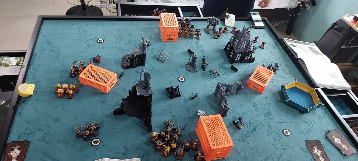 jackwolfthorne's tweet photo. Game 1 of Game Day with @Astralshy

First official game of 10th, my Lamenters vs his Last Wall army led by Pedro Kantor and Grimaldus (counting as a chaplain). Lost but was fun!

#warhammer40k #miniaturepainting #warhammercommunity #warmongers #waranthem https://t.co/N1kkoBzmki