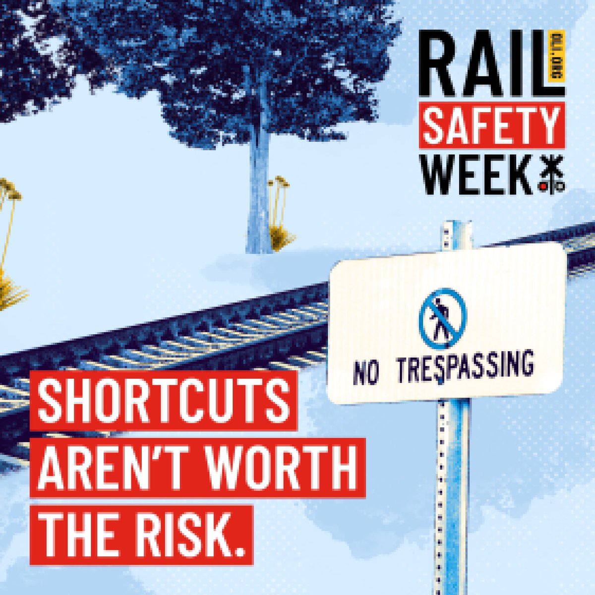 Today's #RailSafetyWeek theme is trespass prevention. Shortcuts aren't work the risk. Never walk on or close to railroad tracks. Help #STOPTrackTragedies!