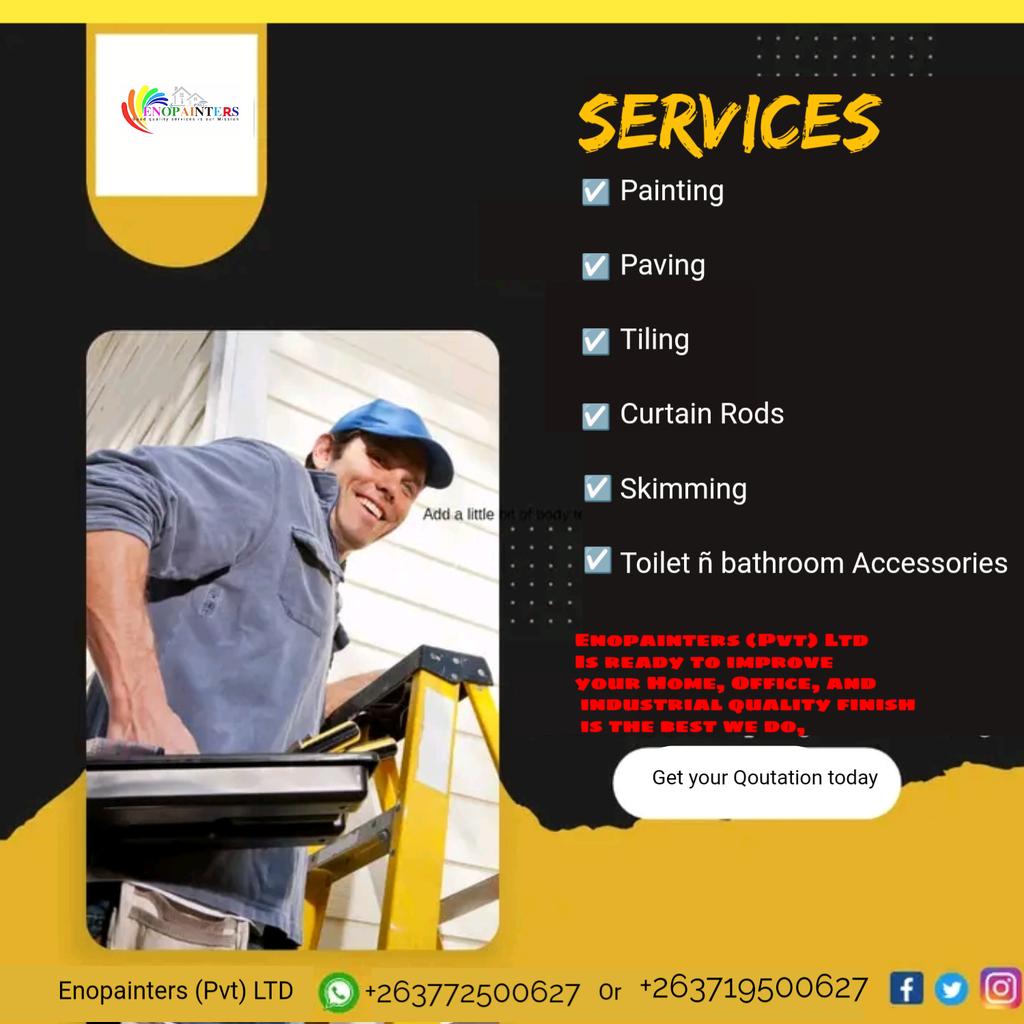 Enopainters12's tweet photo. @Kundimasekesa Hello Twitter fam
My name is Enock

Enopainters (Pvt) Ltd   Is ready to improve your Home, Office, and industrial quality finish is the best we do,
Call or app +263772500627.    
 
🙏Please Retweet my hustle my customer might be on your 🙏 https://t.co/9i6lxlOEmh
