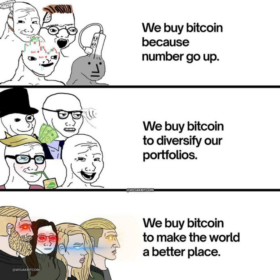 We buy Bitcoin so we can clog the mempool, spend it on a 10,000 sat UTXO, and piss off the laser eyes. 🫡