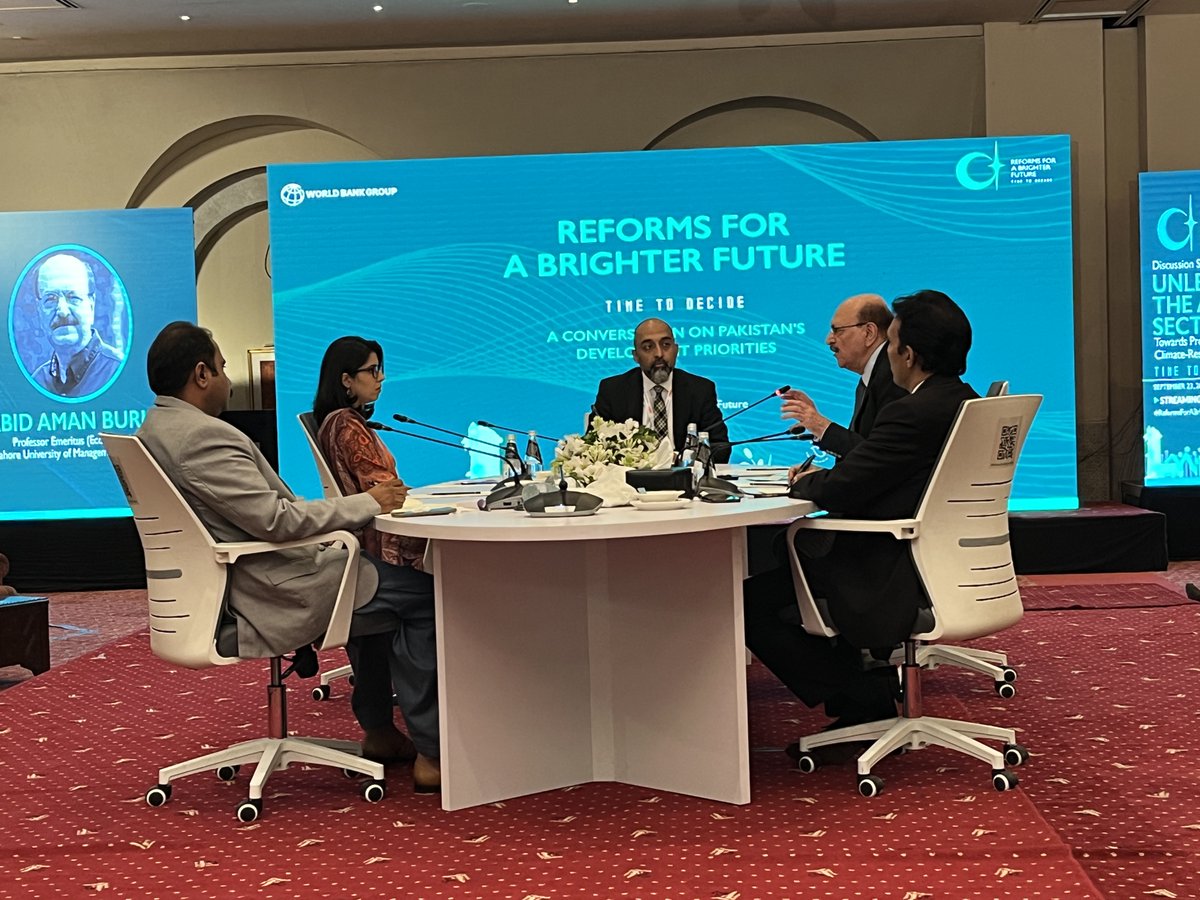 tabadlab's tweet image. Tabadlab&apos;s CEO, @mosharrafzaidi is moderating the fourth panel discussion &quot;Unleashing The Agri-Food Sector&quot; at @WorldBank&apos;s #ReformsForABetterFuture right now!

Tune in to learn how we can harness the full potential of Pakistan&apos;s agri-food sector👇
youtube.com/watch?v=JbVhGw…