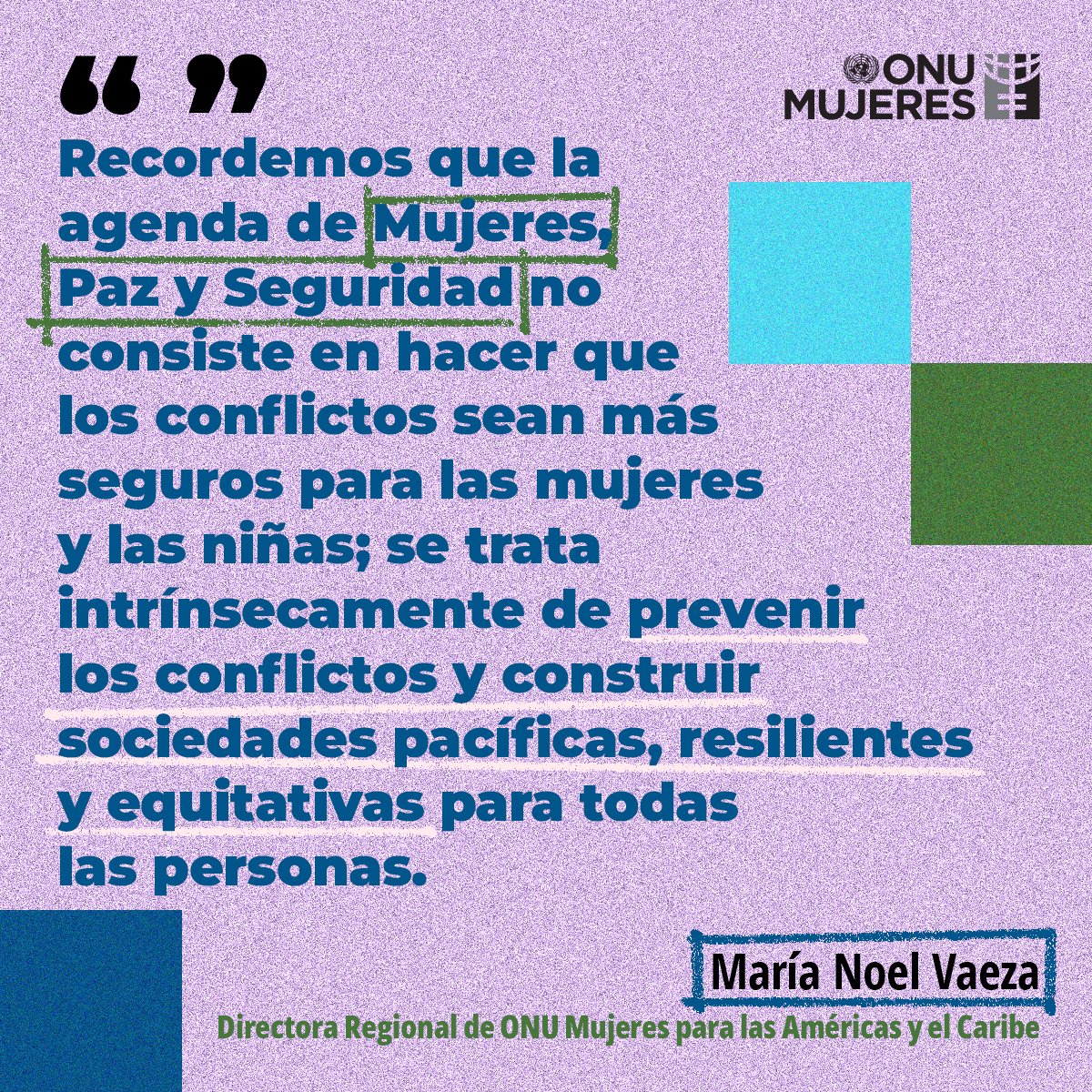 🕊️"Recordemos que la agenda de Mujeres, Paz y Seguridad se trata intrínsecamente de prevenir los conflictos y construir sociedades pacíficas, resilientes y equitativas para todas las personas". 
– @mnvonumujeres Directora Regional de @onumujeres
#MujeresConstruyendoPaz