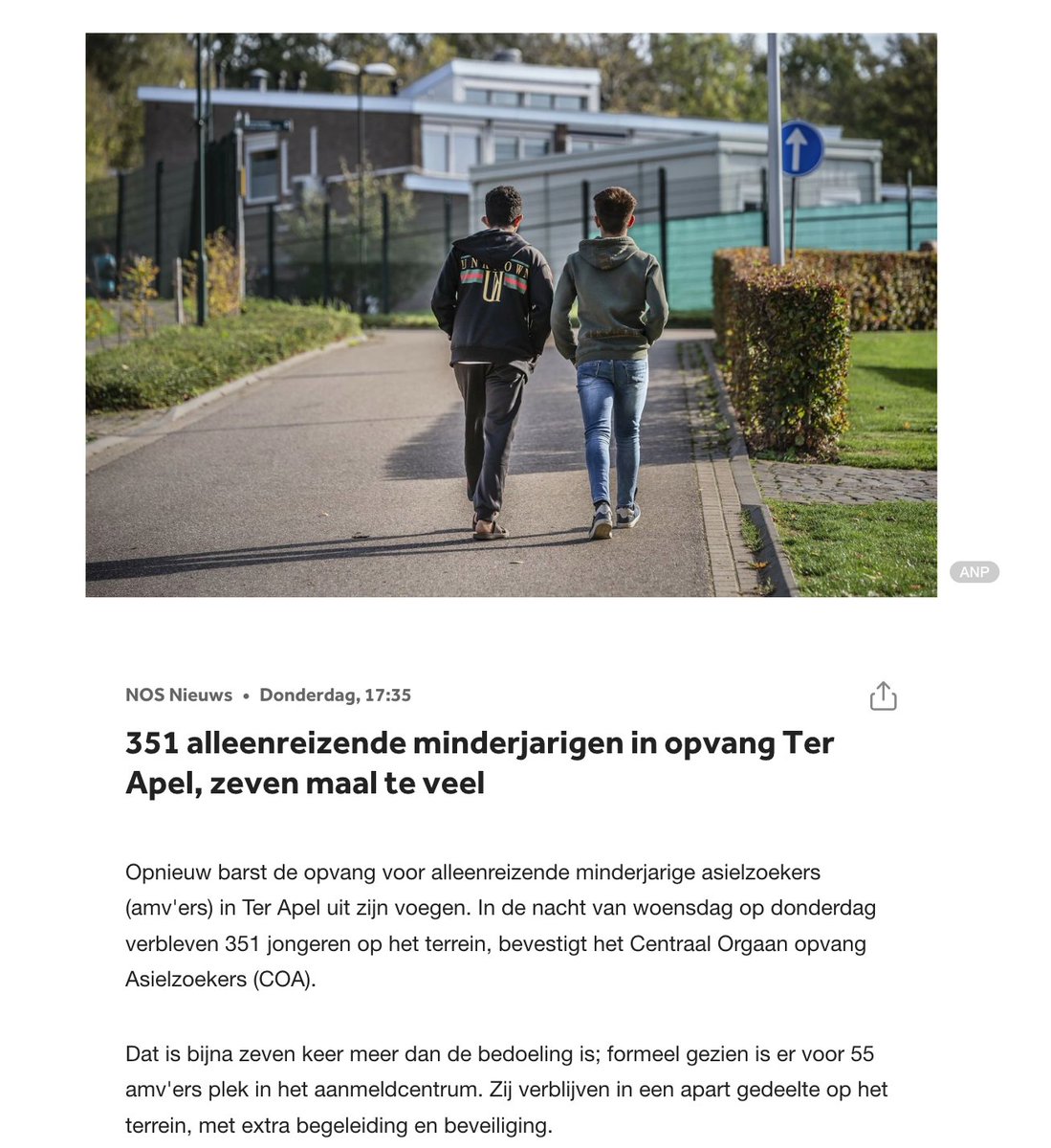 Met de komst van 330 minderjarige asielzoekers, alleen al in Ter Apel, wordt een onacceptabele greep gedaan in de toch al te krappe capaciteit van de jeugdbescherming. 

Wij zetten onze kinderen die hoognodig hulp moeten hebben in de kou. 

Bedankt... @StasJenV.