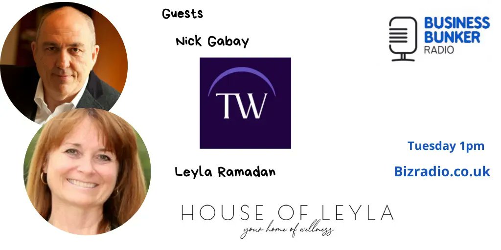 With  Paul &amp; Linda on Tuesdays #BBunker Radio Show our guests are 

Nick Gabay <a href="/TWSolicitors/">Thackray Williams</a> 

Leyla Ramadan <a href="/Houseof_Leyla/">House of Leyla</a> 

All the details here ==> buff.ly/3s3m03N