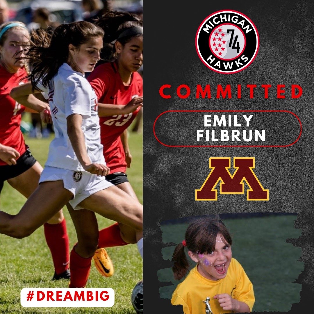 @Michigan_Hawks (@michigan_hawks) on Twitter photo Congratulations to Emily Filbrun who has committed to play at <a href="/GopherSoccer/">Minnesota Soccer</a> in 2025! Emily would like to thank her <a href="/Michigan_Hawks/">@Michigan_Hawks</a> coaches for the last 6 years and her coaches at <a href="/SalineFC/">SalineFC</a> for helping her on her journey! #DreamBig #wearefamily <a href="/ECNLgirls/">ECNL Girls</a> <a href="/TheSoccerWire/">SoccerWire</a> Congratulations to Emily Filbrun who has committed to play at <a href="/GopherSoccer/">Minnesota Soccer</a> in 2025! Emily would like to thank her <a href="/Michigan_Hawks/">@Michigan_Hawks</a> coaches for the last 6 years and her coaches at <a href="/SalineFC/">SalineFC</a> for helping her on her journey! #DreamBig #wearefamily <a href="/ECNLgirls/">ECNL Girls</a> <a href="/TheSoccerWire/">SoccerWire</a>