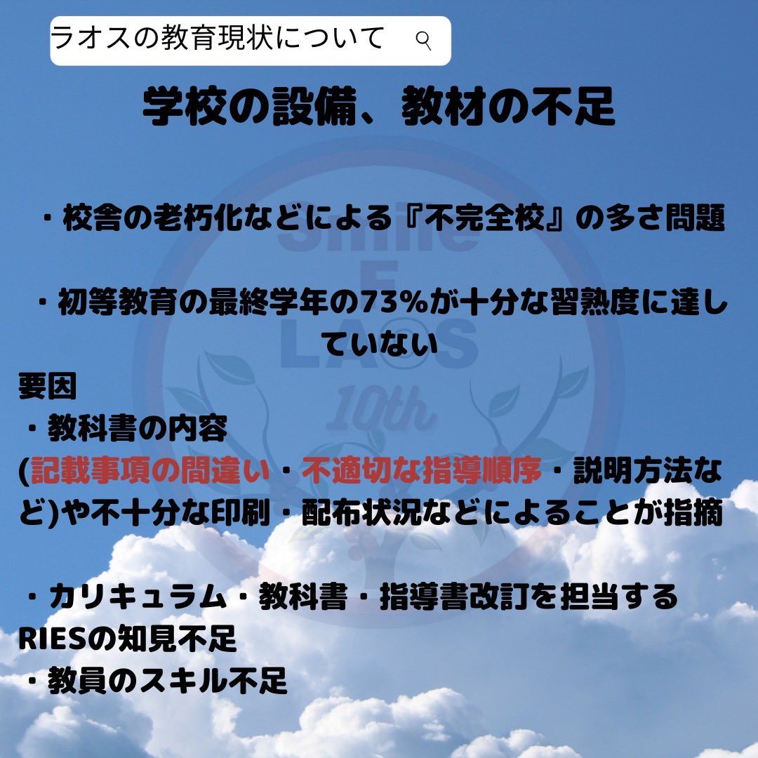 Smile_F_LAOS's tweet photo. 📢月刊投稿📢

こんばんは！
9月も終盤に差し掛かりましたが、いかがお過ごしですか？

9月の月刊投稿です🍁

今週は、ラオスの教育支援について紹介します👩‍🏫🇱🇦

10月から月3回投稿を行います✨📢

ぜひご覧下さい✨🌠 https://t.co/z3ubyZ0aRS