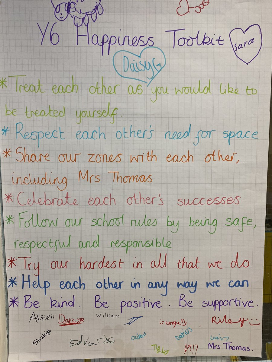 MissT_EHPA's tweet photo. As a Y6 class, we put together a toolkit on how we could all be happy and successful this year - just under 3 weeks in and it’s wonderful to hear the children referring to this so often! ❤️ https://t.co/zke8VBOnWT