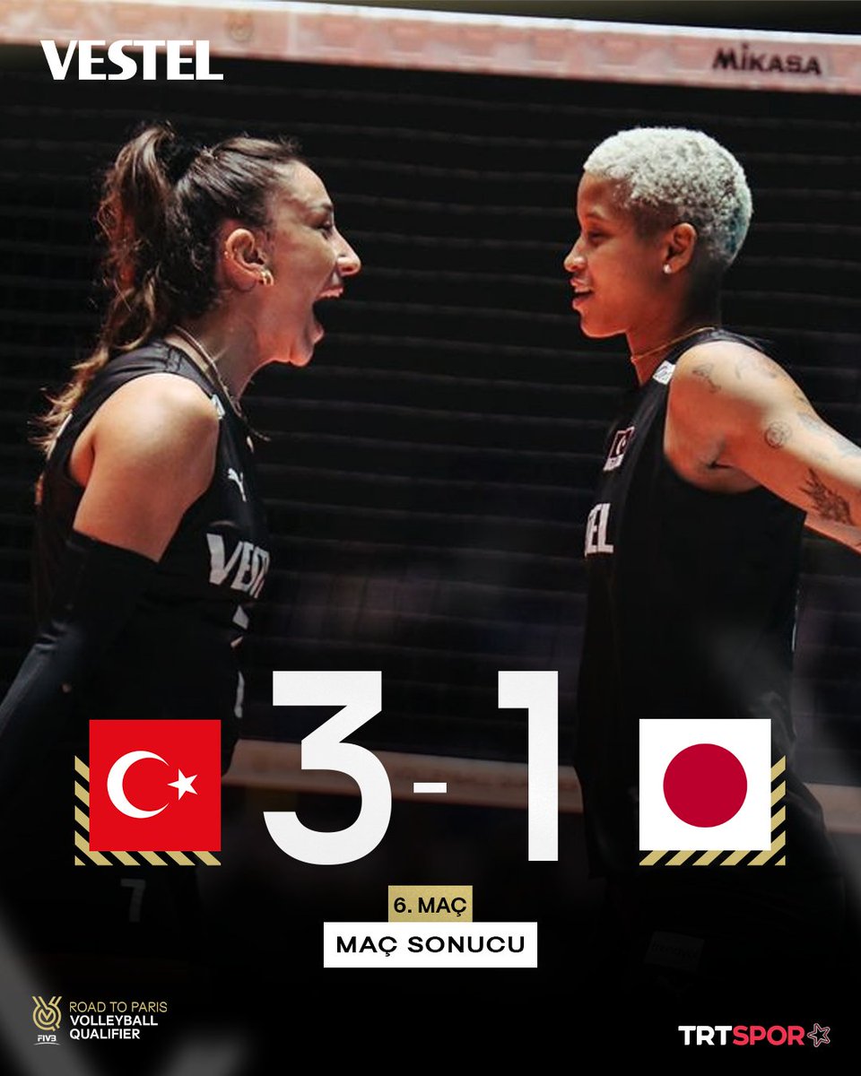 OLİMPİYAT VİZESİNİ ALDIK! 💪

🏐 🇯🇵Japonya'yı 3-1 mağlup ederek Olimpiyat Elemeleri'nde 6'da 6 yapan 🇹🇷Filenin Sultanları, Paris 2024'e gitmeye hak kazandı!

🆚 22-25, 25-22, 26-24 ve 25-12