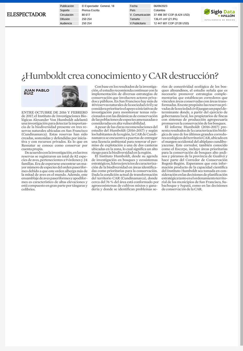 serratosuarez's tweet photo. Ministra @susanamuhamad. Es urgente la reforma a las CAR y el reconocimiento y participación activa de las reservas naturales de la sociedad civil en el ordenamiento ambiental del territorio. https://t.co/8MMIsxnZJr