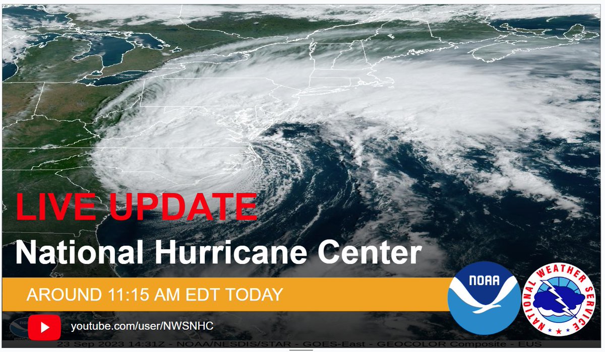 The 11 AM EDT advisory for Tropical Storm Ophelia has been issued by the NHC. Full details at: hurricanes.gov/#Ophelia Join NHC Director Dr. Michael Brennan for a LIVE update around 11:15 AM EDT via Facebook Live and the NHC YouTube Page at: youtube.com/user/NWSNHC