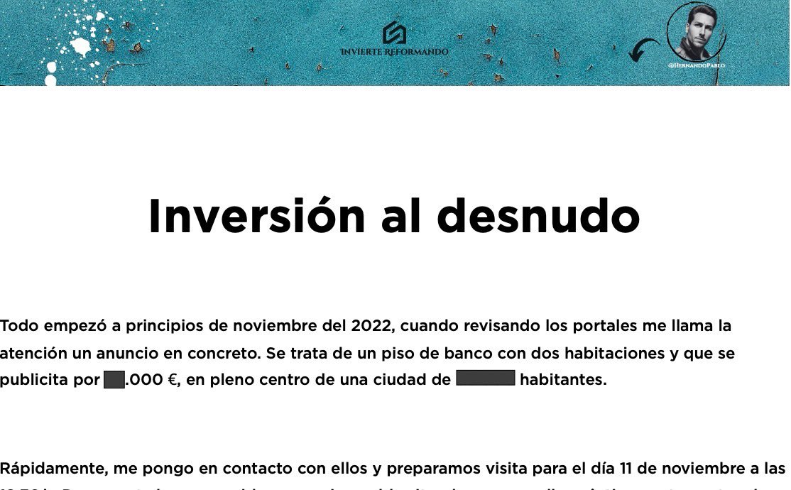 HernandoPablo's tweet image. 🚨Hoy CUMPLO LA PROMESA que prometí al llegar a 5.000 personas en X 🚨

Soy un tío de palabra y te he preparado un informe detallado de mi última inversión 🏠 💶

✅ Conoce TODO el proceso:

🔎 Desde la búsqueda
🏦 Pasando por la financiación
✍🏽 Hasta la firma

Te cuento cómo 🧵