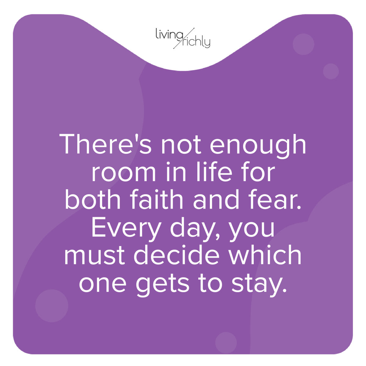"There's not enough room in life for both faith and fear. Every day, you must decide which one gets to stay." - Wendy Dodds  liverichly.me/44yt  

#RedefiningHappiness #MentalWellbeing #Authenticity #CourageousJourney #PersonalGrowth #LivingRichly #LivingRichlyNation